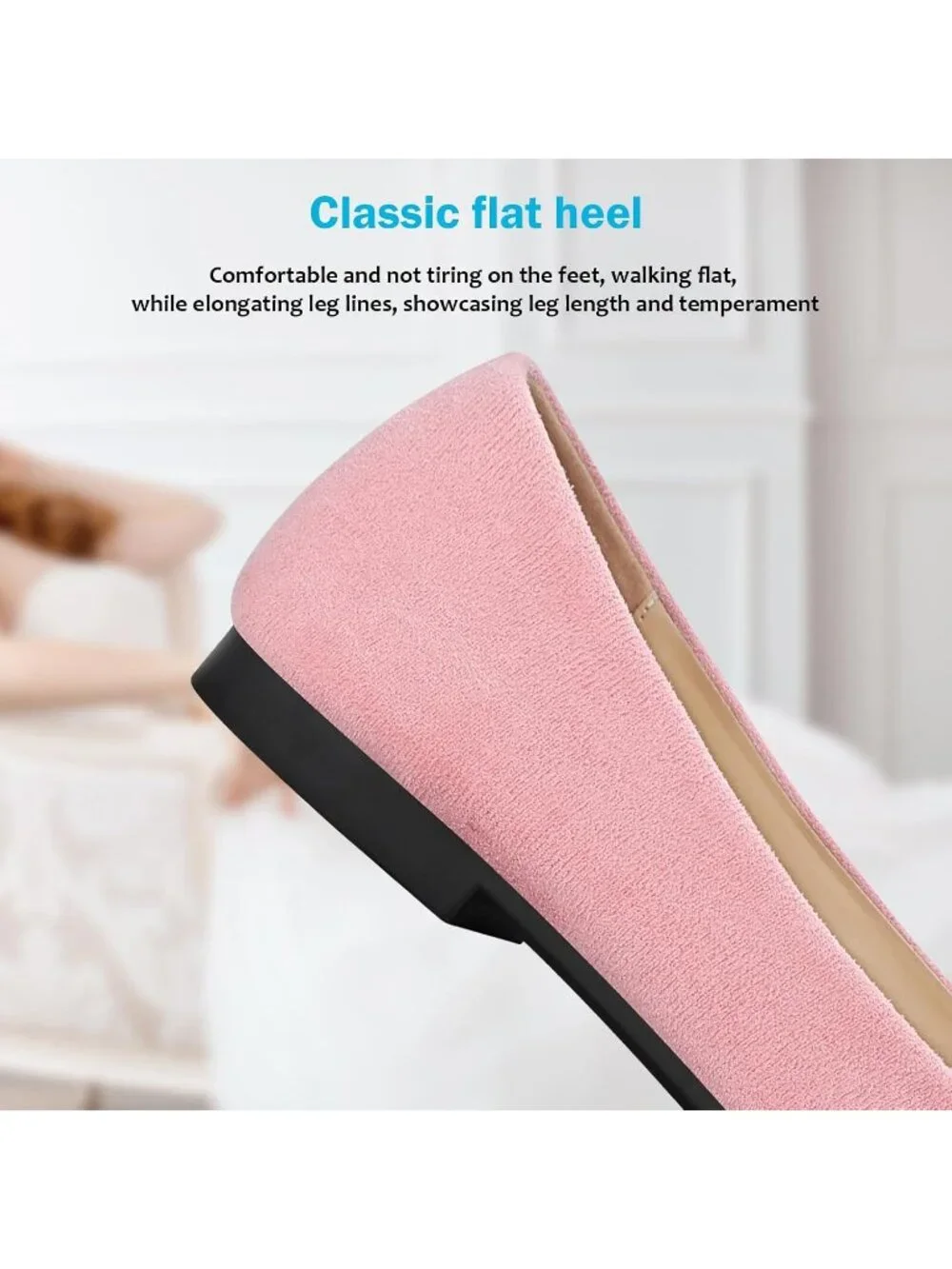 Women's 03-Pink Pointed Toe Pearl Flats Comfort Non Slip Soft Sole Office Shoes